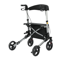 Sitwell Aluminium Rollator Faltbar Silber Gehhilfe inkl. Einkaufstasche zugelassen als Medizinprodukt