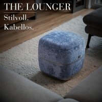 THE LOUNGER – 2 in 1 Design-Sitzhocker & Shiatsu Fußmassagegerät mit Wärmefunktion / Pouf / Fußhocker / elektrische Fußmassage im Premium Design