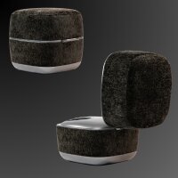 THE LOUNGER – 2 in 1 Design-Sitzhocker & Shiatsu Fußmassagegerät mit Wärmefunktion / Pouf / Fußhocker / elektrische Fußmassage im Premium Design Schwarz