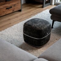 THE LOUNGER – 2 in 1 Design-Sitzhocker & Shiatsu Fußmassagegerät mit Wärmefunktion / Pouf / Fußhocker / elektrische Fußmassage im Premium Design Schwarz