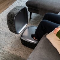 THE LOUNGER – 2 in 1 Design-Sitzhocker & Shiatsu Fußmassagegerät mit Wärmefunktion / Pouf / Fußhocker / elektrische Fußmassage im Premium Design Schwarz