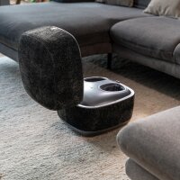THE LOUNGER – 2 in 1 Design-Sitzhocker & Shiatsu Fußmassagegerät mit Wärmefunktion / Pouf / Fußhocker / elektrische Fußmassage im Premium Design Schwarz