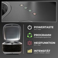 THE LOUNGER – 2 in 1 Design-Sitzhocker & Shiatsu Fußmassagegerät mit Wärmefunktion / Pouf / Fußhocker / elektrische Fußmassage im Premium Design Schwarz