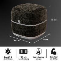 THE LOUNGER – 2 in 1 Design-Sitzhocker & Shiatsu Fußmassagegerät mit Wärmefunktion / Pouf / Fußhocker / elektrische Fußmassage im Premium Design Schwarz