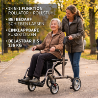SmartWalker 2-in-1 Rollator mit Rollstuhlfunktion &...