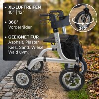 AirCross Outdoor-Rollator mit Luftreifen, faltbar, mit Sitz & Rückenlehne