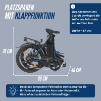 20 Zoll E-Faltrad Camp-20D Pedelec Schwarz smartEC