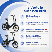 20 Zoll E-Faltrad Camp-20D Pedelec Weiß mit...